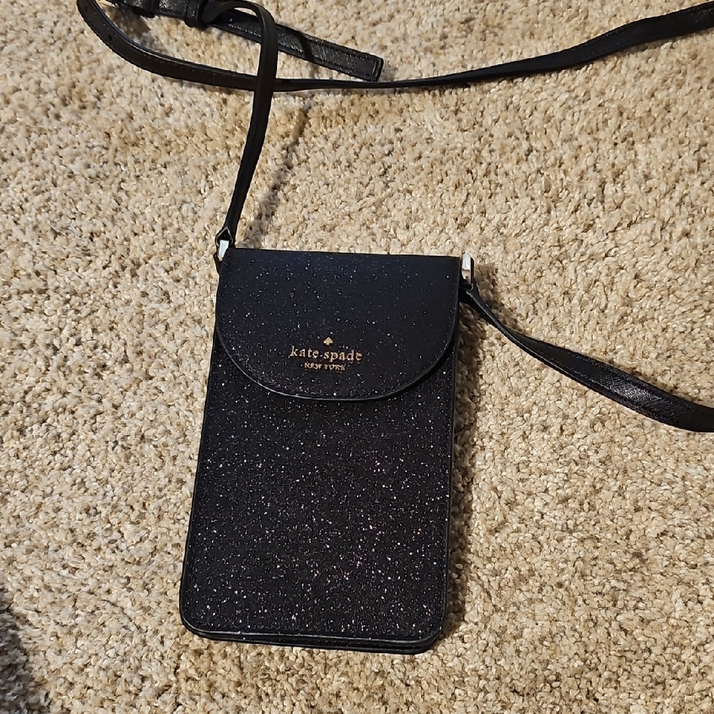 kate spade Black Glitter Crossbody Wristlet